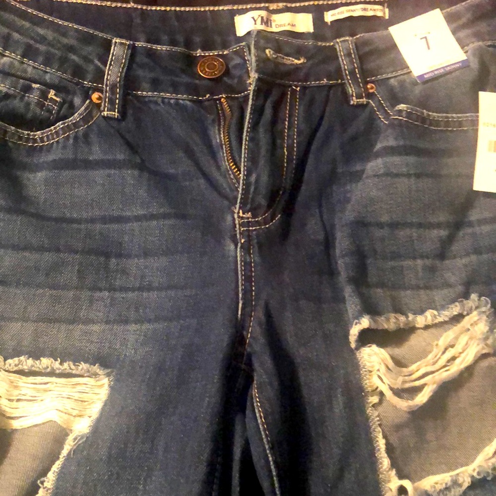 YMI mid rise skinny jeans ripped